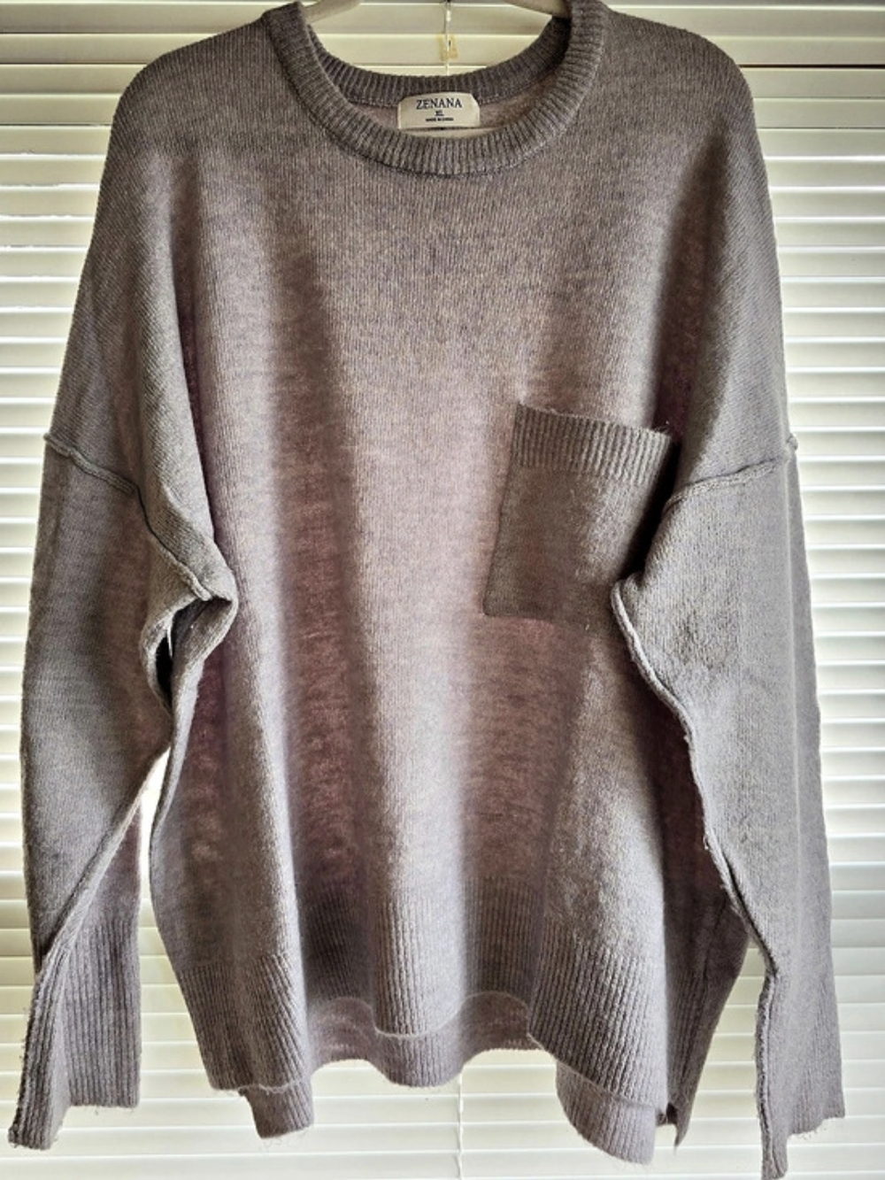 ZENANA Relaxed Fit Drop Shoulder Sweater with Pocket